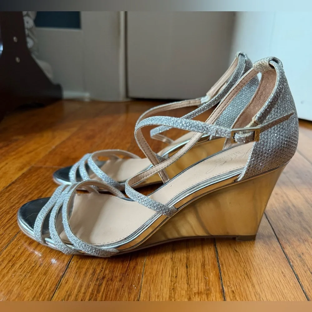 Glamorous Silver Metallic Heels with Ankle Straps - Picture 5 of 9